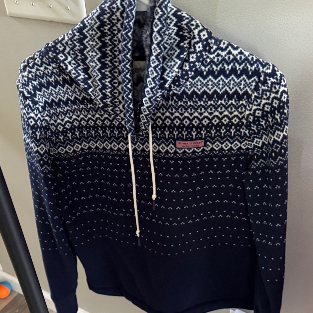 Vineyard Vines Women’s Zip-Up Sweater in Navy and White